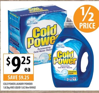 Supabarn Cold Power Laundry Powder 1.8/2kg and Liquid 1.8/2 Litre Range offer