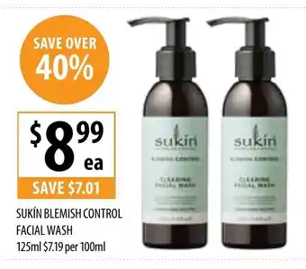 Sukin Blemish Control Facial Wash 125ml