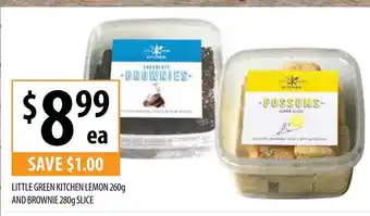 Supabarn Little Green Kitchen Lemon 260g and Brownie 280g Slice offer
