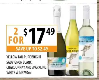 Supabarn Yellow Tail Pure Bright Sauvignon Blanc, Chardonnay and Sparkling White Wine 750ml offer