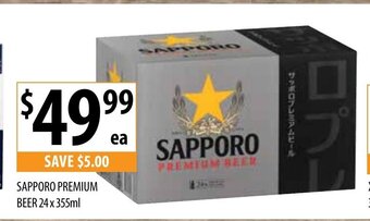 Supabarn Sapporo Premium Beer 24 x 355mL offer