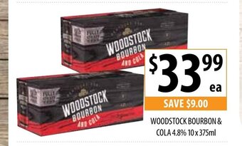 Supabarn Woodstock Bourbon & Cola 4.8% 10x375ml offer