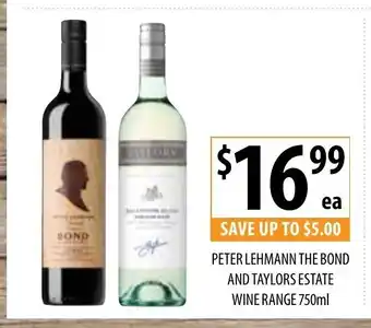 Peter Lehmann The Bond and Taylors Estate Wine Range 750ml