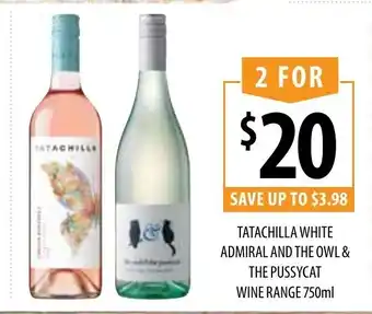 Supabarn Tatachilla White Admiral and The Owl & The Pussycat Wine Range 750ml offer