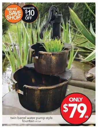 Cheap as Chips Twin Barrel Water Pump Style Fountain - HY164 offer