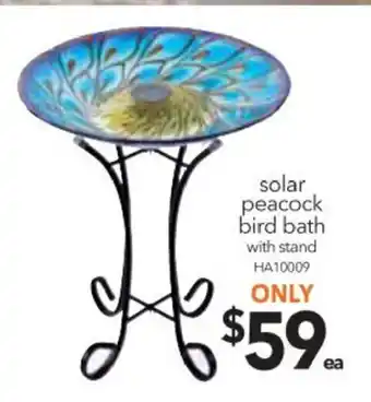Cheap as Chips Solar Peacock Bird Bath with Stand - HA10009 offer