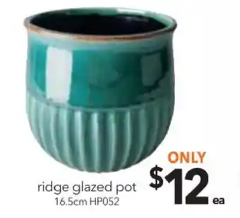 Ridge Glazed Pot 16.5cm - HP052