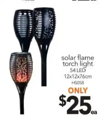 Cheap as Chips Solar Flame Torch Light 54 LED 12x12x76cm - HS058 offer