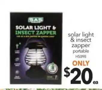 Cheap as Chips Solar Light & Insect Zapper Portable offer