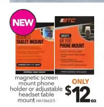 Choice The Discount Store Magnetic Screen Mount Phone Holder or Adjustable Headset Table Mount offer
