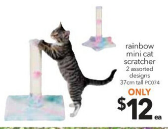 Cheap as Chips Rainbow Mini Cat Scratcher 2 Assorted Designs 37cm Tall offer