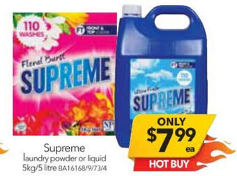 Supreme Laundry Powder or Liquid 5kg / 5 litre