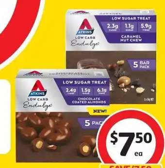 Coles Atkins Low Carb Endulge Bars 5 Pack 150g-200g offer