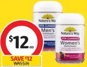 Coles Nature's Way Vita Gummies Men's or Women's Multivitamin offer