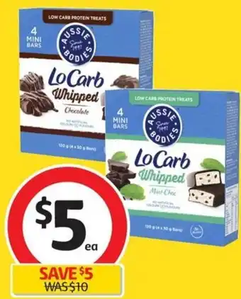 Coles Aussie Bodies Lo Carb Protein Bars 4 Pack 120g offer