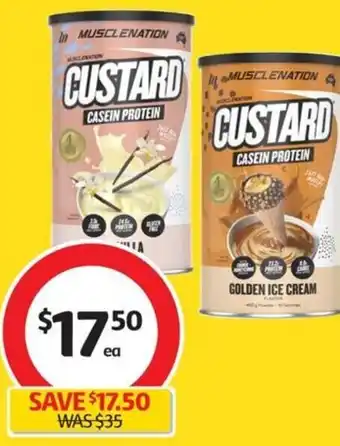 Coles Muscle Nation Custard Casein Protein Powder 400g offer