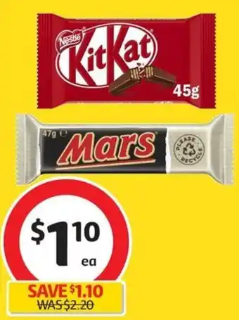Coles Mars or Nestlé Chocolate Bar 35g-56g or Violet Crumble 50g offer