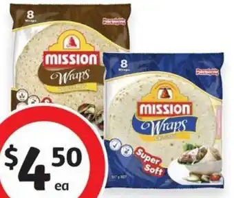 Coles Mission Wraps 8 Pack 567g offer
