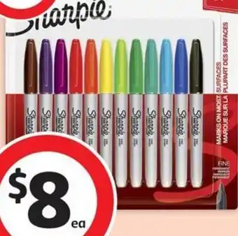 Coles Sharpie Markers Fine Tip Assorted 12 Pack offer