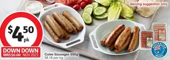 Coles Sausages 550g