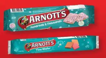 Coles Arnott's Hundreds & Thousands or Tina Wafer Biscuits 200g offer