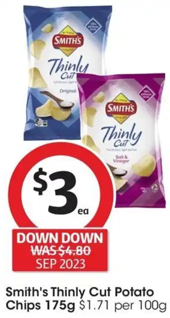 Coles Smith's Thinly Cut Potato Chips 175g offer