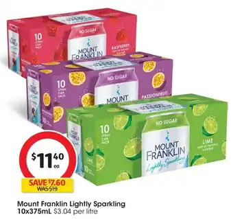 Mount Franklin Lightly Sparkling 10x375mL