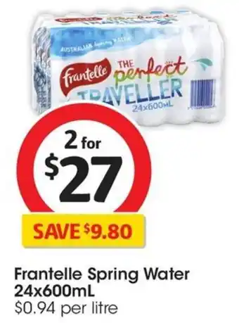 Coles Frantelle Spring Water 24x600mL offer