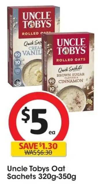 Coles Uncle Tobys Oat Sachets 320g-350g offer
