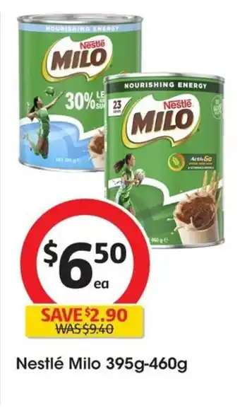 Coles Nestlé Milo 395g-460g offer