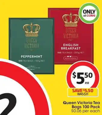 Coles Queen Victoria Tea Bags 100 Pack offer