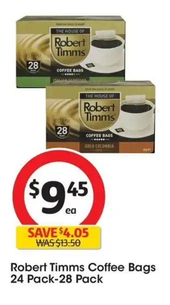 Coles Robert Timms Coffee Bags 24 Pack-28 Pack offer