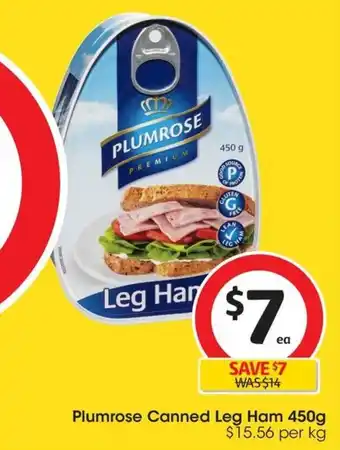 Coles Plumrose Canned Leg Ham 450g offer