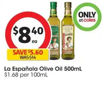 Coles La Española Olive Oil 500mL offer