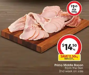 Coles Primo Middle Bacon offer