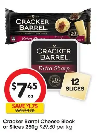 Coles Cracker Barrel Cheese Block or Slices 250g offer