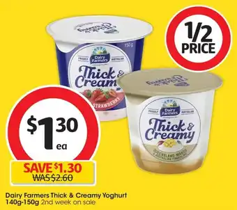 Coles Dairy Farmers Thick & Creamy Yoghurt 140g-150g offer