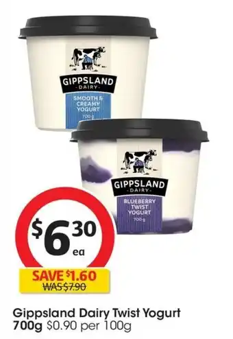 Coles Gippsland Dairy Twist Yogurt 700g offer