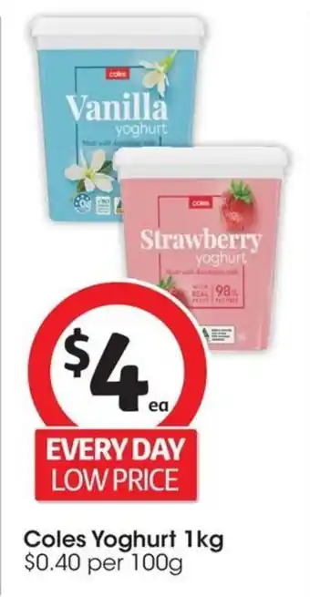 Coles Coles Yoghurt 1kg offer