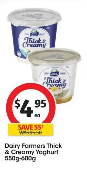 Coles Dairy Farmers Thick & Creamy Yoghurt 550g-600g offer