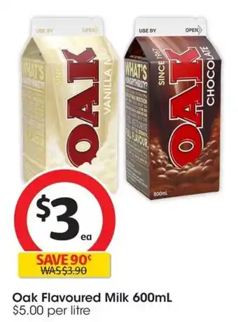 Coles Oak Flavoured Milk 600mL offer