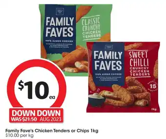 Coles Family Fave's Chicken Tenders or Chips 1kg offer