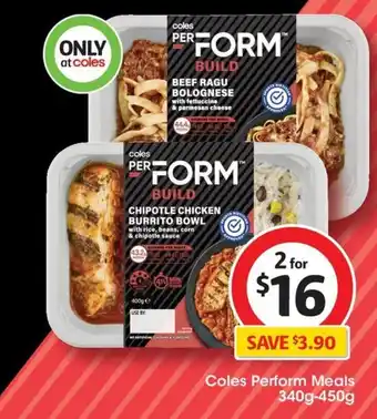 Coles Coles Perform Meals 340g-450g offer