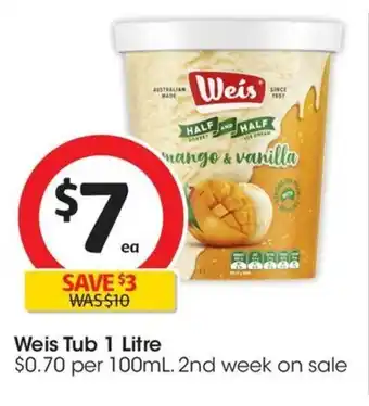 Coles Weis Tub 1 Litre offer