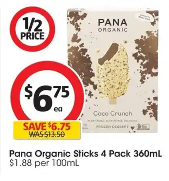 Coles Pana Organic Sticks 4 Pack 360mL offer
