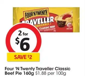 Coles Four 'N Twenty Traveller Classic Beef Pie 160g offer