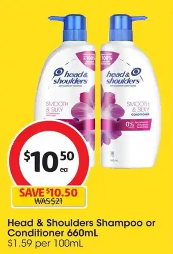 Coles Head & Shoulders Shampoo or Conditioner 660mL offer