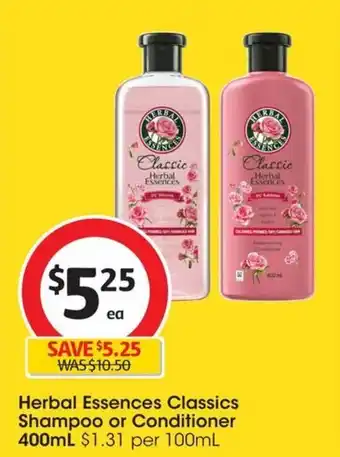 Coles Herbal Essences Classics Shampoo or Conditioner 400mL offer