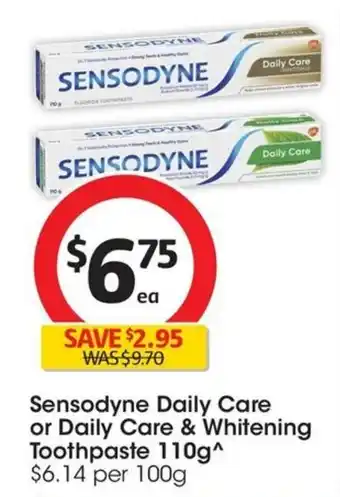 Coles Sensodyne Daily Care or Daily Care & Whitening Toothpaste 110g^ offer