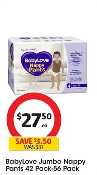 Coles BabyLove Jumbo Nappy Pants 42 Pack-56 Pack offer
